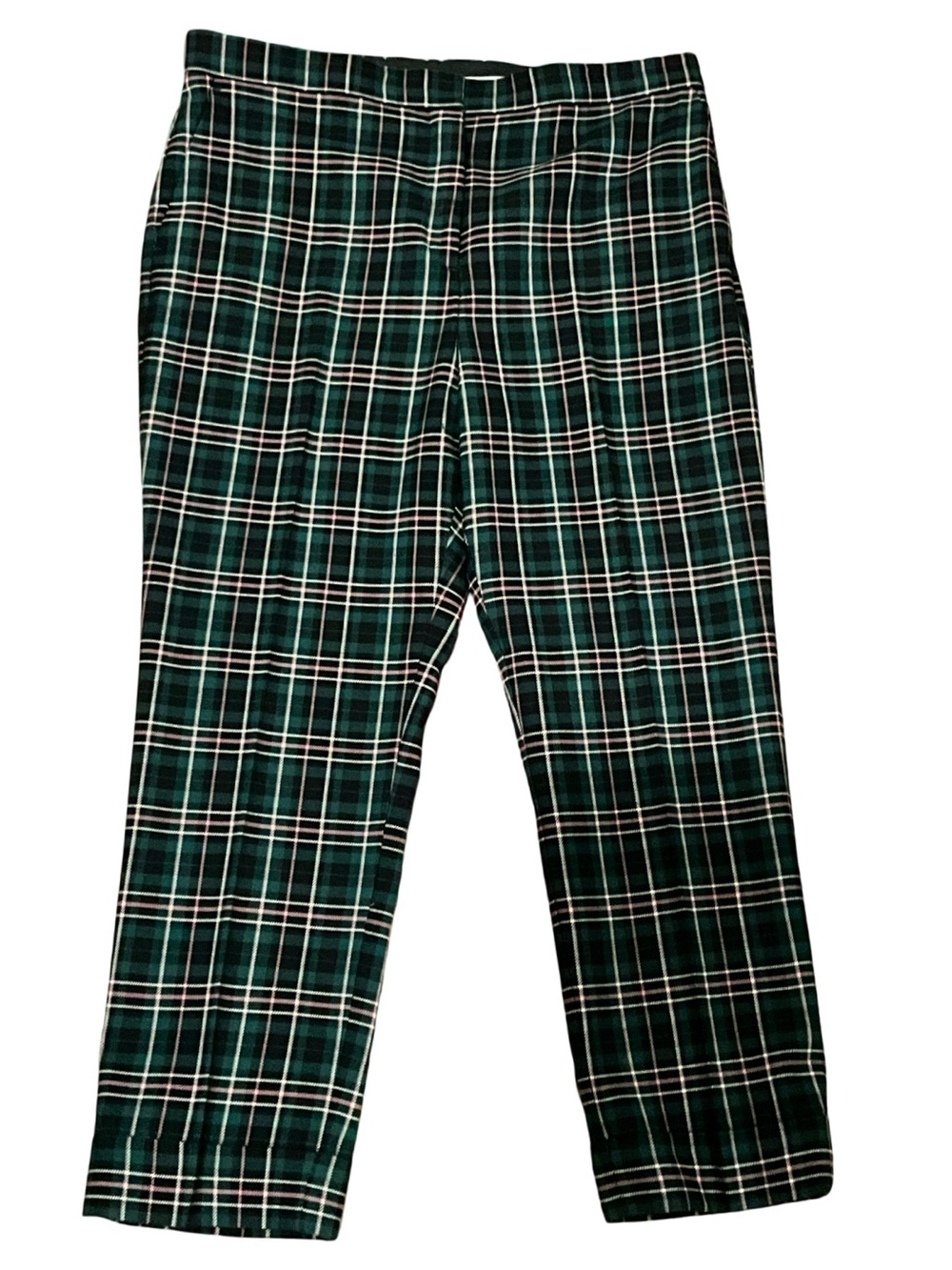 Ann Taylor Women’s Size 14 Green Plaid Ankle Pants Tartan NWOT